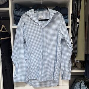 Calvin Klein Light Blue and White Gingham Dress Shirt